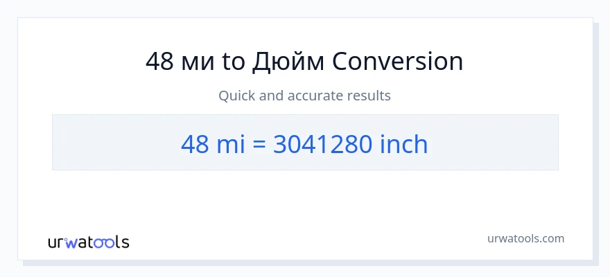 48 мили в Дюймы преобразование