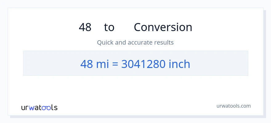 การแปลง 48 ไมล์ เป็น นิ้ว