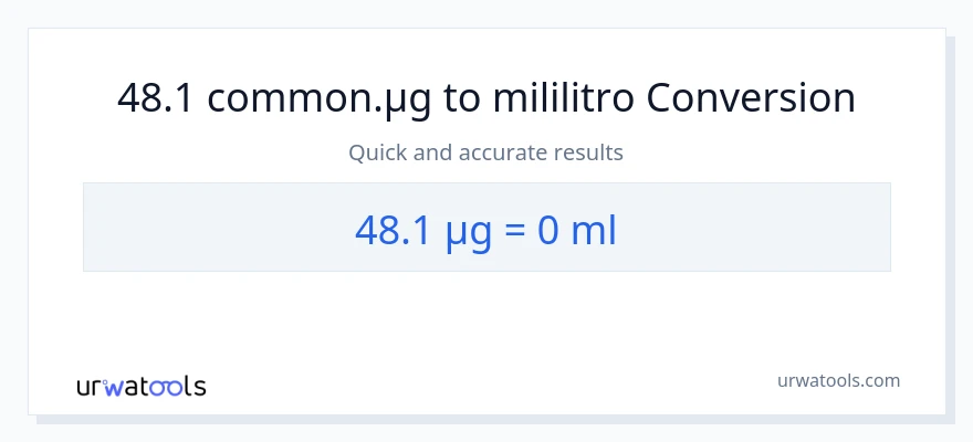 48.1 mga mikrogramo patungong mga mililitro na conversion