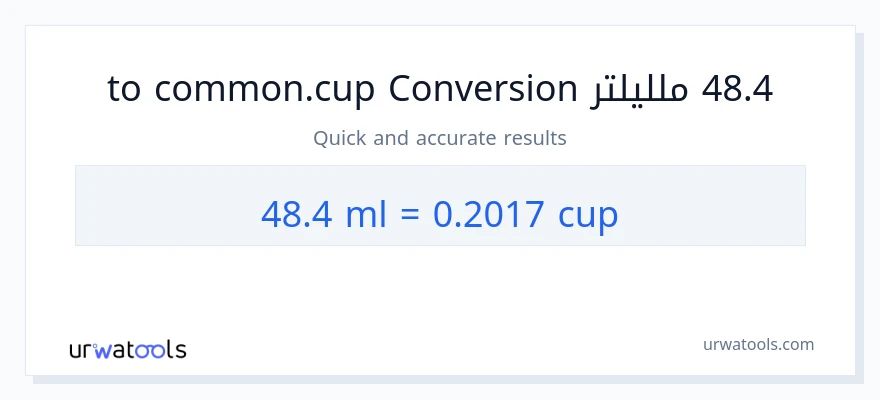 التحويل من 48.4 ملليلتر إلى أكواب