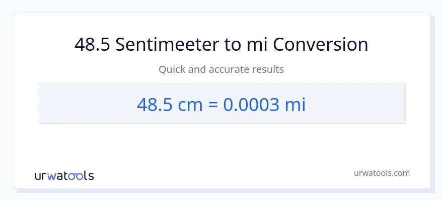 48.5 Sentimeetrid konversioon miilid-ks