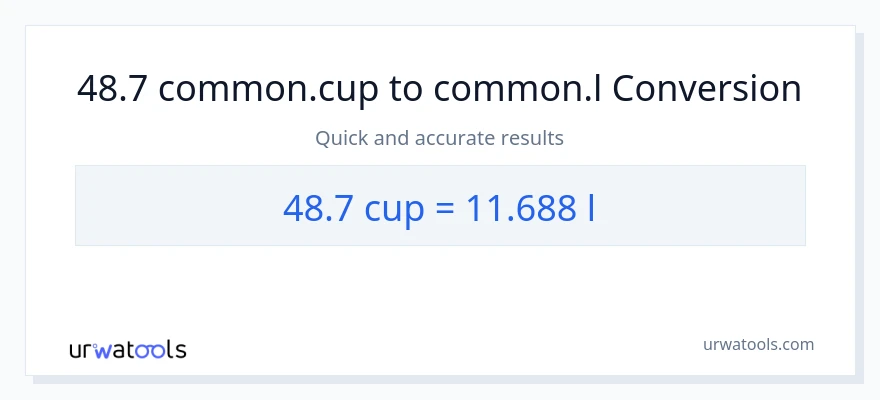 การแปลง 48.7 ถ้วย เป็น Liters