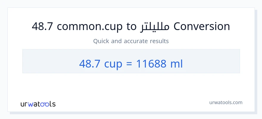 التحويل من 48.7 أكواب إلى ملليلتر