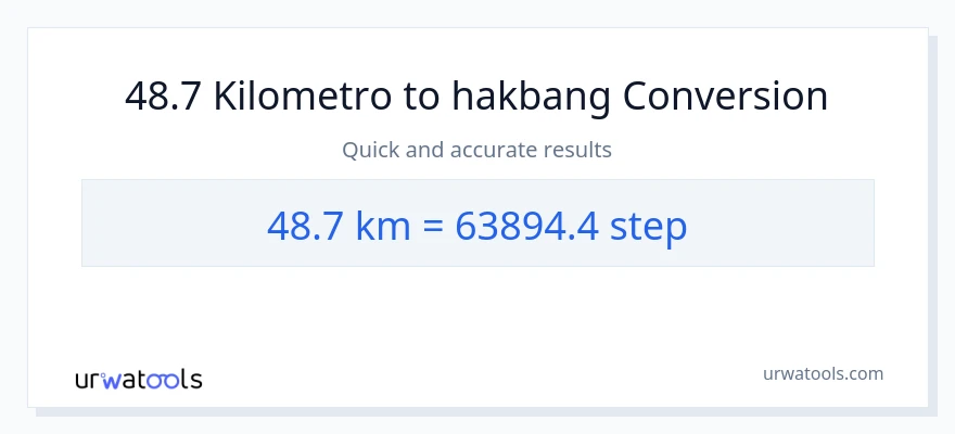 48.7 Kilometro patungong mga hakbang na conversion