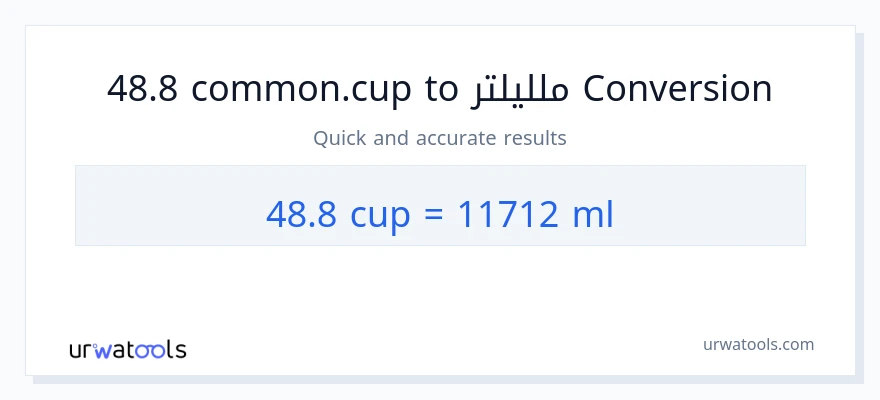 التحويل من 48.8 أكواب إلى ملليلتر