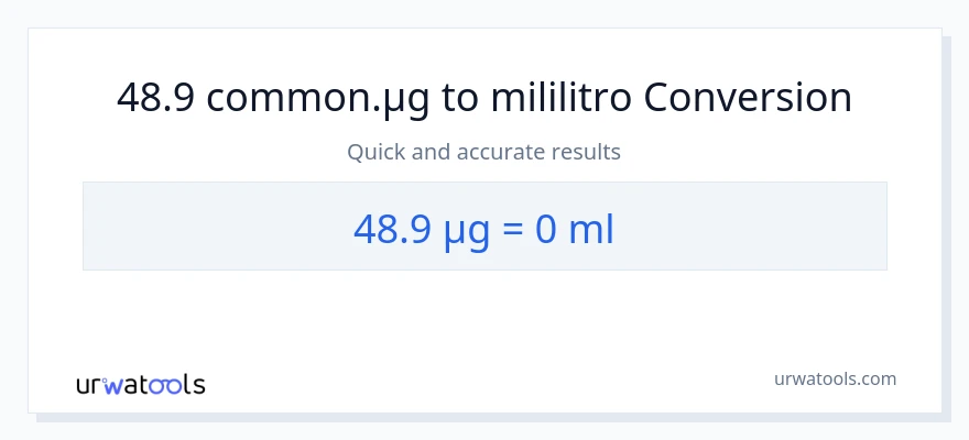 48.9 mga mikrogramo patungong mga mililitro na conversion