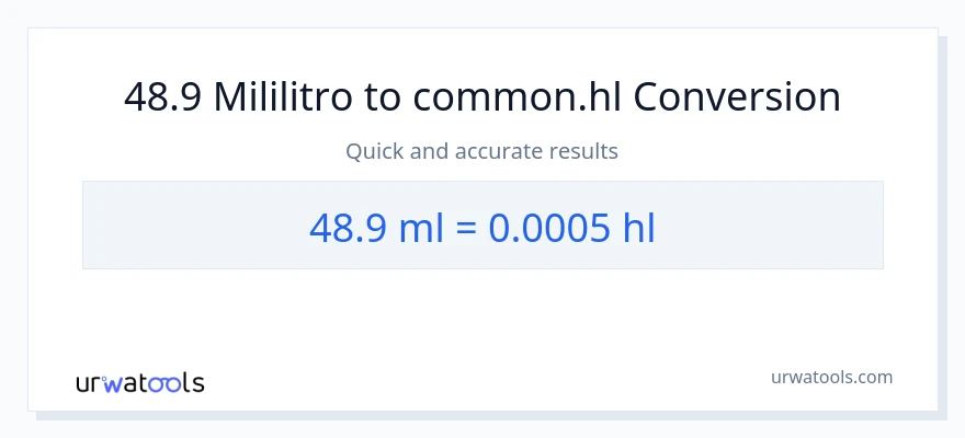 48.9 mga mililitro patungong Hls na conversion