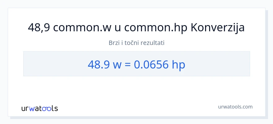 Konverzija od vati do konjske snage: 48.9