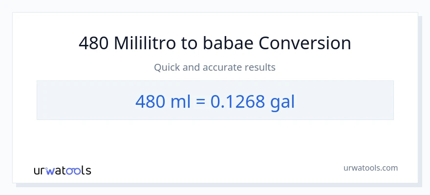 480 mga mililitro patungong Mga galon na conversion