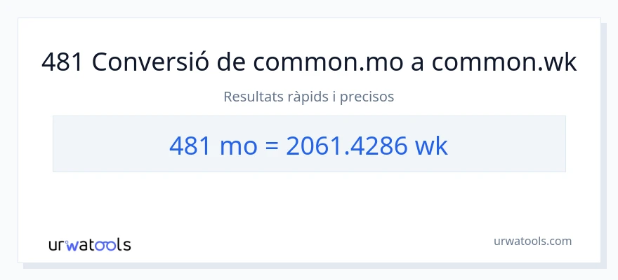 Conversió de 481 mesos a setmanes