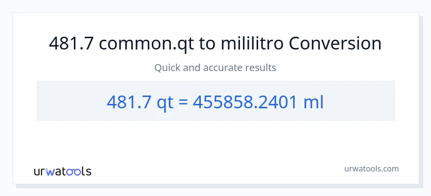 481.7 Quarts patungong mga mililitro na conversion