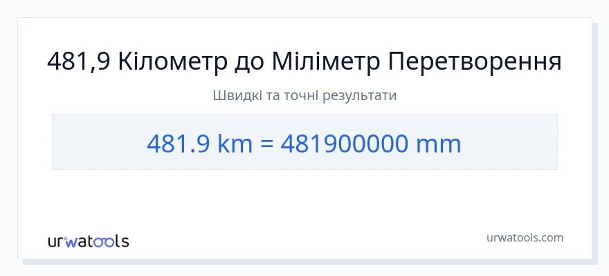 Конверсія з кілометри у міліметри: 481.9