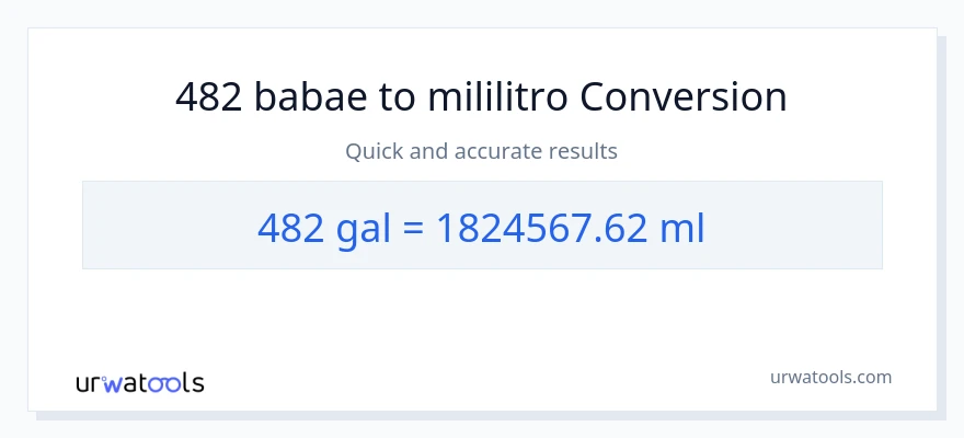 482 Mga galon patungong mga mililitro na conversion