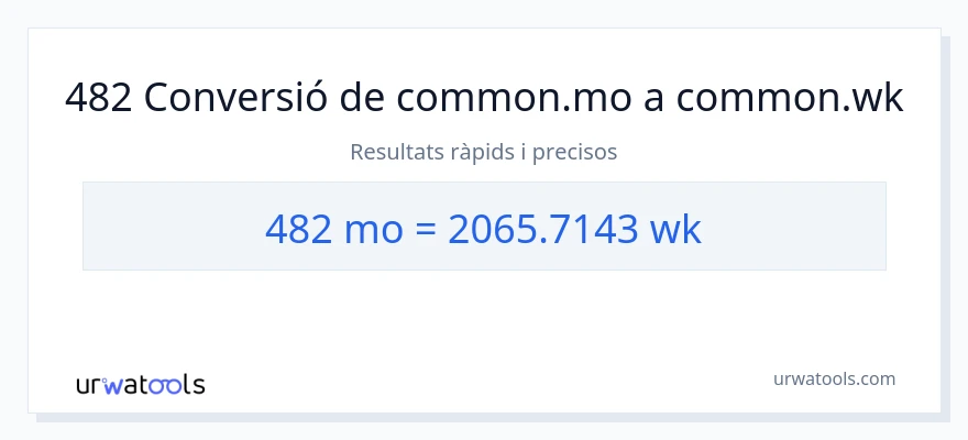 Conversió de 482 mesos a setmanes