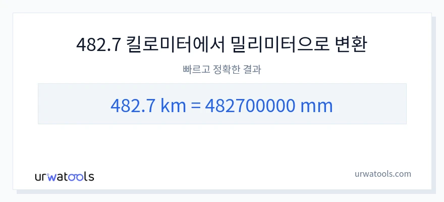 482.7 킬로미터에서 밀리미터으로의 변환