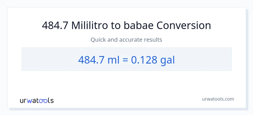 484.7 mga mililitro patungong Mga galon na conversion