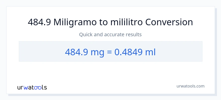 484.9 miligramo patungong mga mililitro na conversion