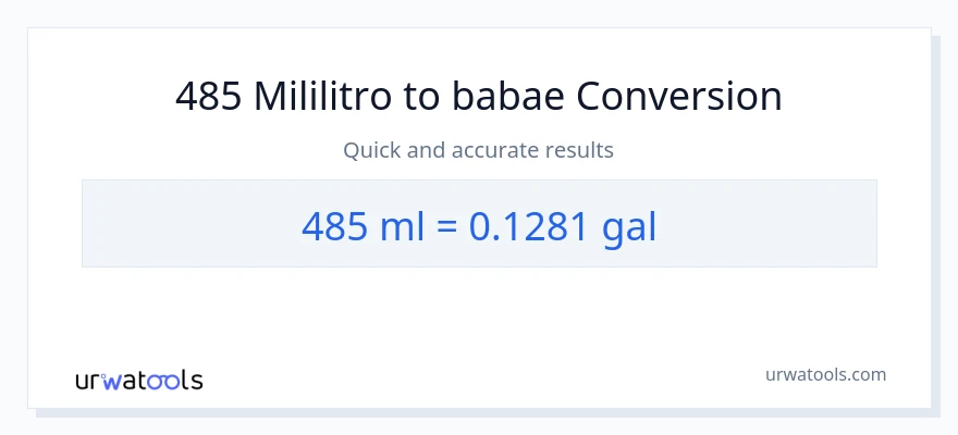 485 mga mililitro patungong Mga galon na conversion