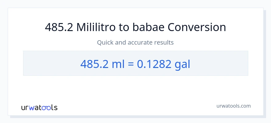 485.2 mga mililitro patungong Mga galon na conversion