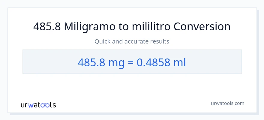 485.8 miligramo patungong mga mililitro na conversion