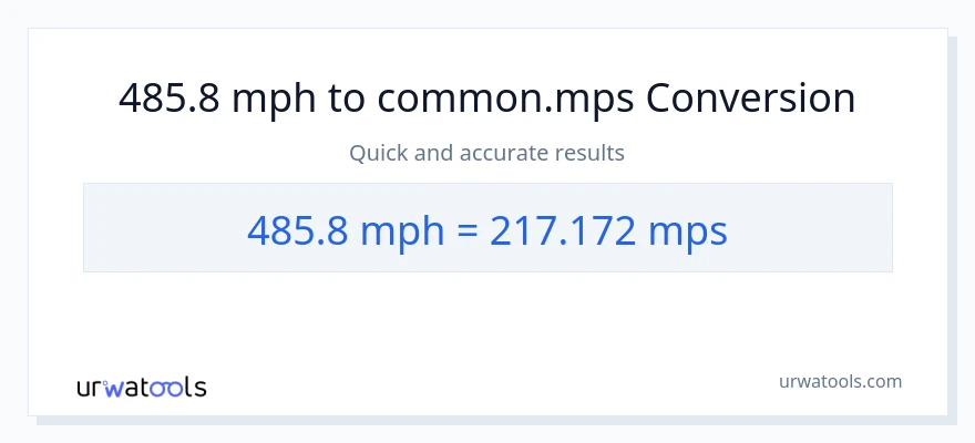 485.8 milya kada oras patungong Meters Per Second na conversion