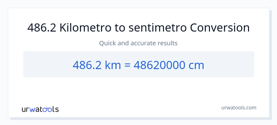 486.2 Kilometro patungong Mga Sentimetro na conversion