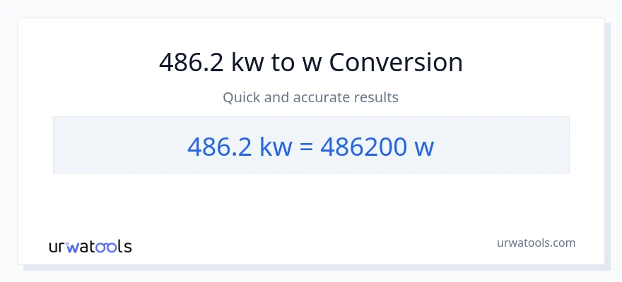 486.2 kilowatts patungong watts na conversion