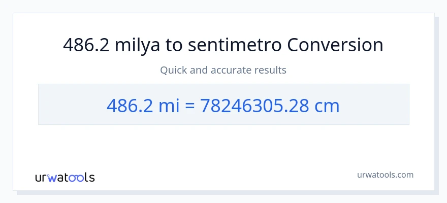 486.2 milya patungong Mga Sentimetro na conversion