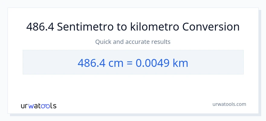 486.4 Mga Sentimetro patungong Kilometro na conversion