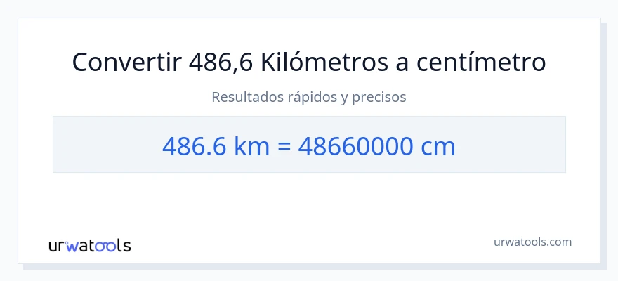 Conversión de 486.6 kilómetros a Centímetros