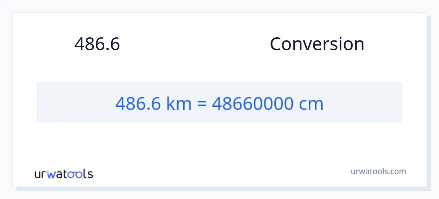 การแปลง 486.6 กิโลเมตร เป็น เซนติเมตร