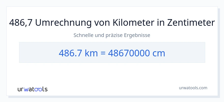 486.7 Kilometer zu Zentimeter Umwandlung
