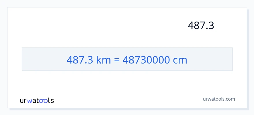 تبدیل 487.3 کیلومتر به سانتی‌متر