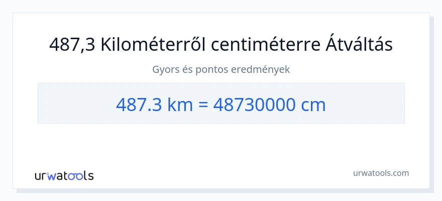487.3 kilométer - Centiméter konverzió