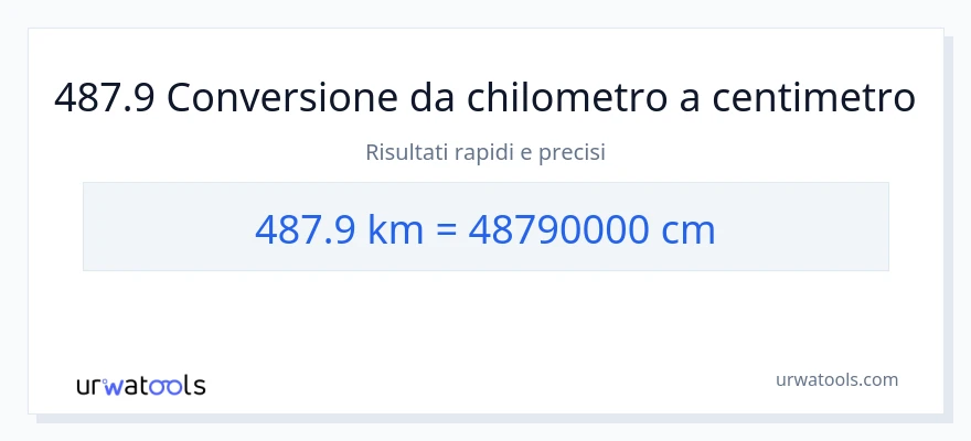 Conversione da 487.9 chilometri a Centimetri