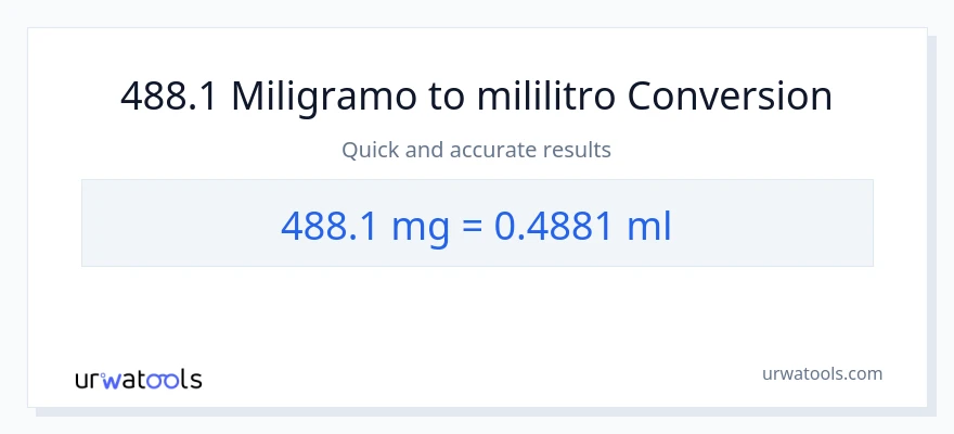 488.1 miligramo patungong mga mililitro na conversion
