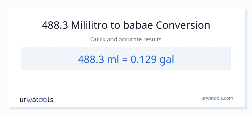 488.3 mga mililitro patungong Mga galon na conversion