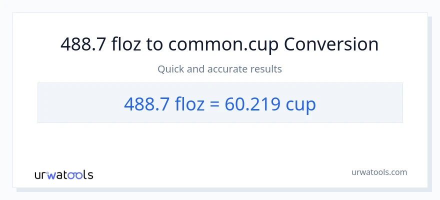 488.7 mga onsa ng likido patungong mga tasa na conversion