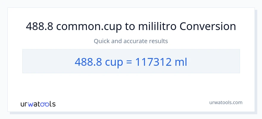 488.8 mga tasa patungong mga mililitro na conversion