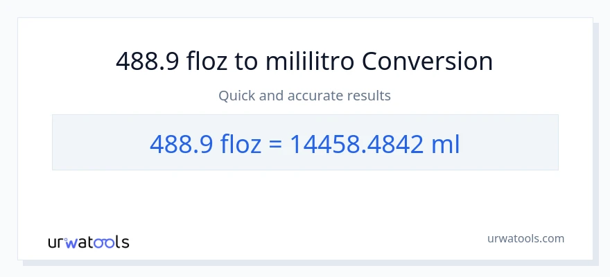 488.9 mga onsa ng likido patungong mga mililitro na conversion