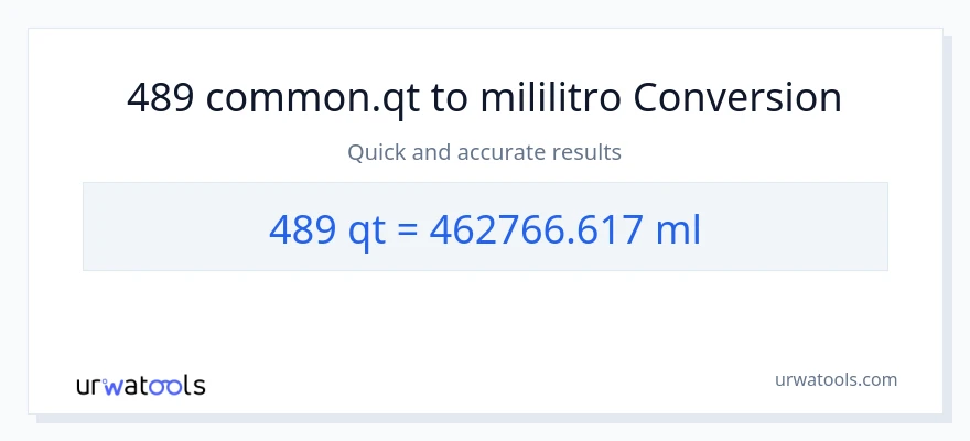 489 Quarts patungong mga mililitro na conversion