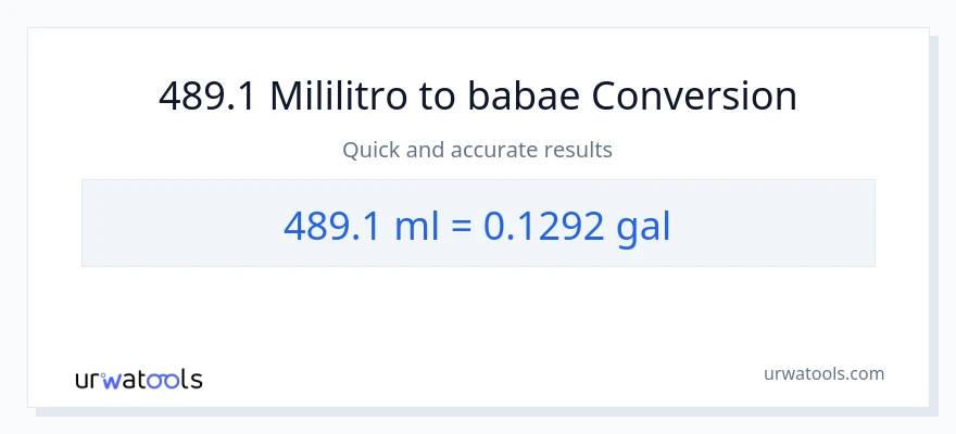 489.1 mga mililitro patungong Mga galon na conversion