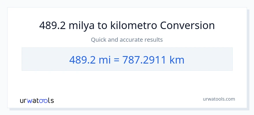 489.2 milya patungong Kilometro na conversion