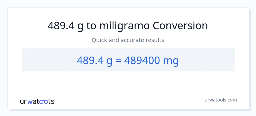 489.4 Gramo patungong miligramo na conversion