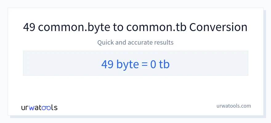 49 Bytes 到 Terabytes 轉換