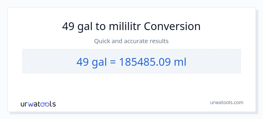 Konwersja 49 Galony do mililitry