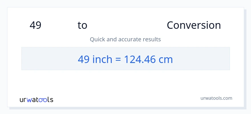 49 ഇഞ്ച് ൽ നിന്ന് സെന്റീമീറ്ററുകൾ ലേക്ക് പരിവർത്തനം