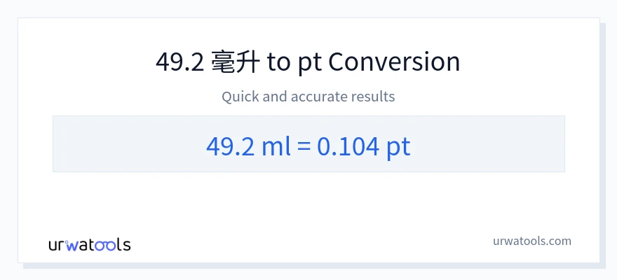 49.2 毫升 到 Pints 轉換