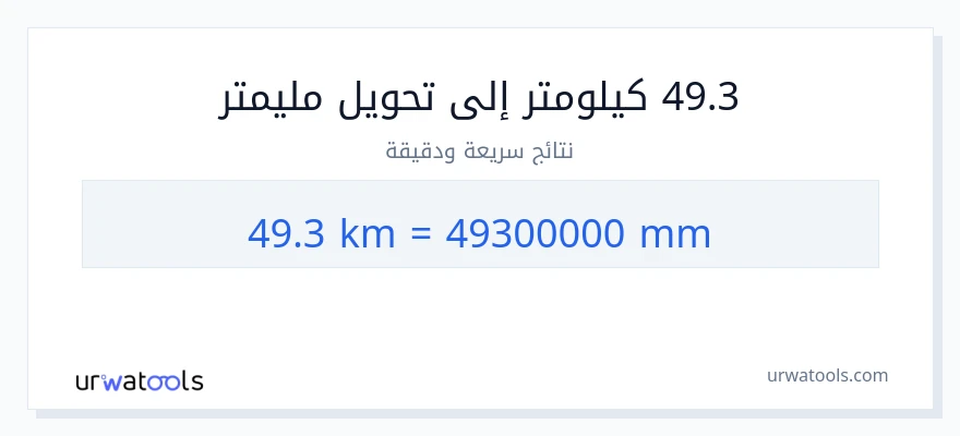 التحويل من 49.3 كيلومترات إلى مليمترات