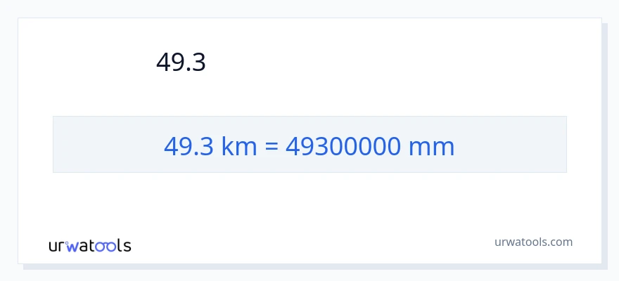 49.3 કિલોમીટર થી મિલીમીટર રૂપાંતર